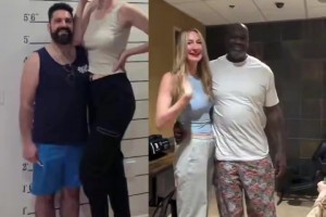 确实高啊！🙊奥胖会见世界上最高职业女模特叶卡捷琳娜·利西娜